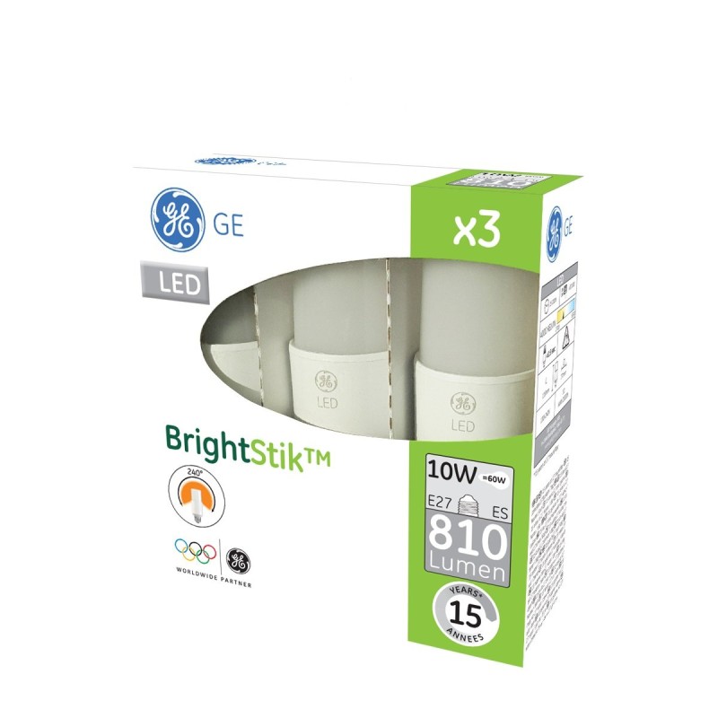 GE LED Bright Stik alla forma, Plastica, bianco, E27, 10 wattsW, 230 voltsV